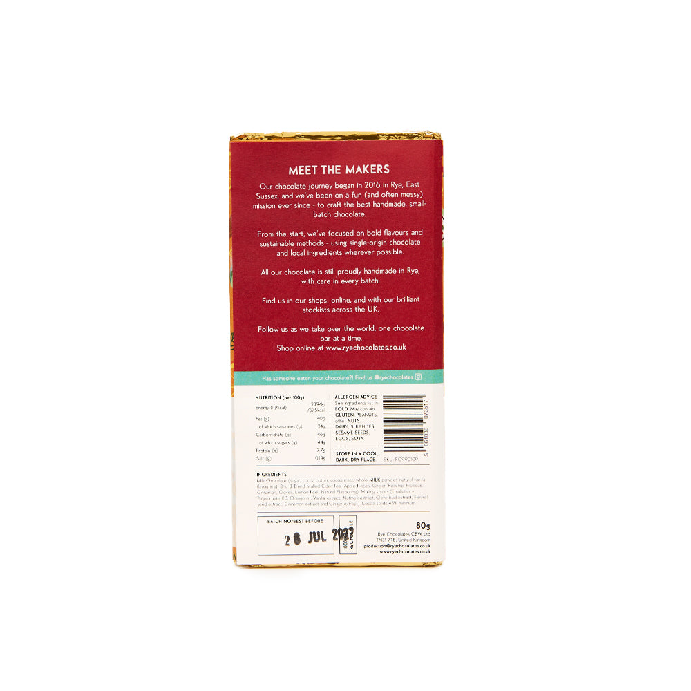 back of mulled cider tea chocolate bar