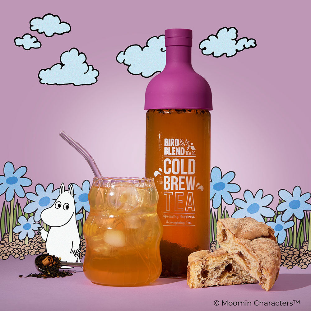 Moomin cosy comforts iced tea & plum purple cold brew tea bottle