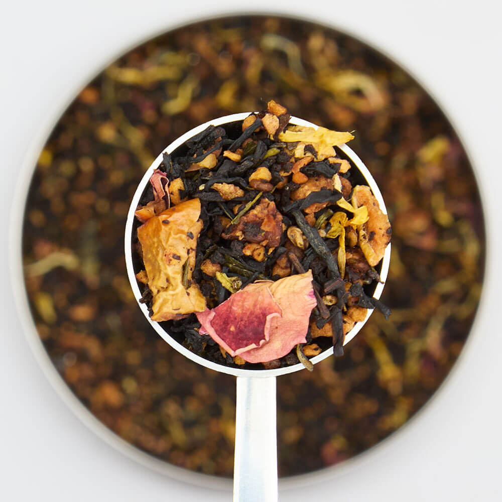 Pistachio Chocolate Truffle Loose Leaf Tea in a Tea Spoon