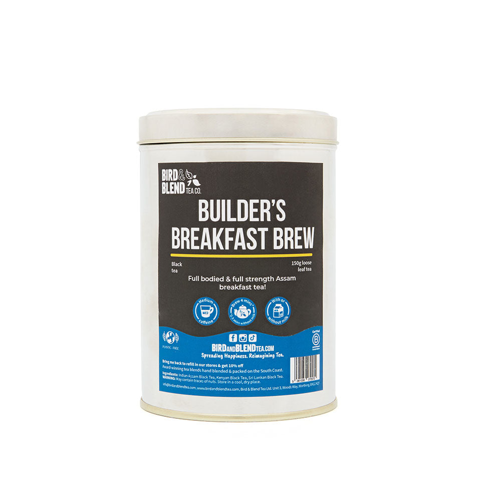 builders breakfast brew silver tin
