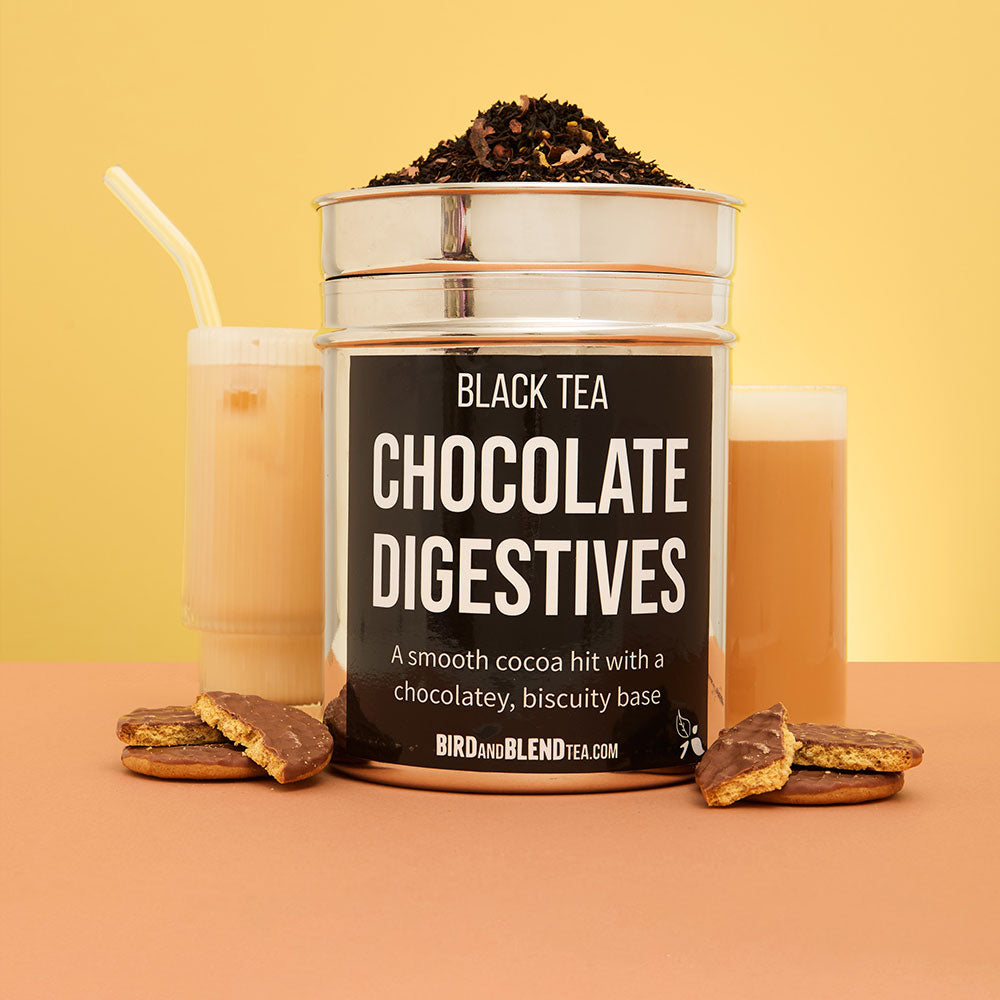 chocolate digestives tea tin hot and iced
