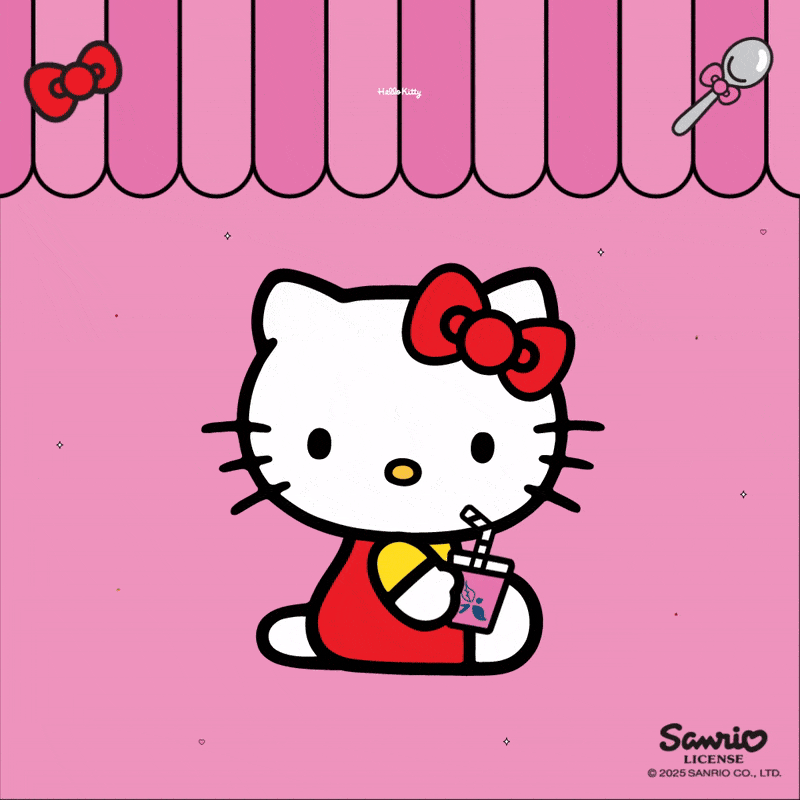 hello kitty pink apple pie matcha animation