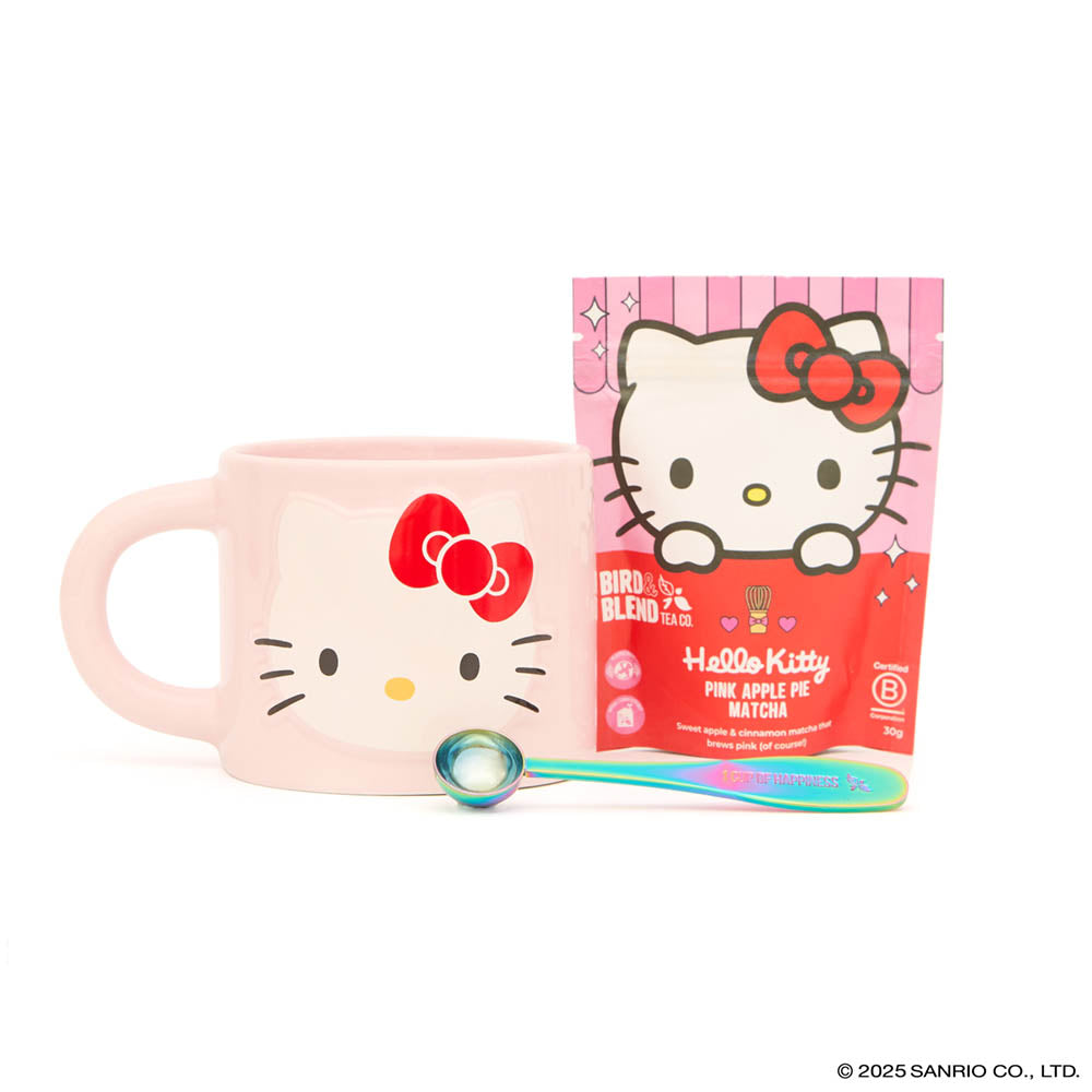 hello kitty pink apple pie matcha set
