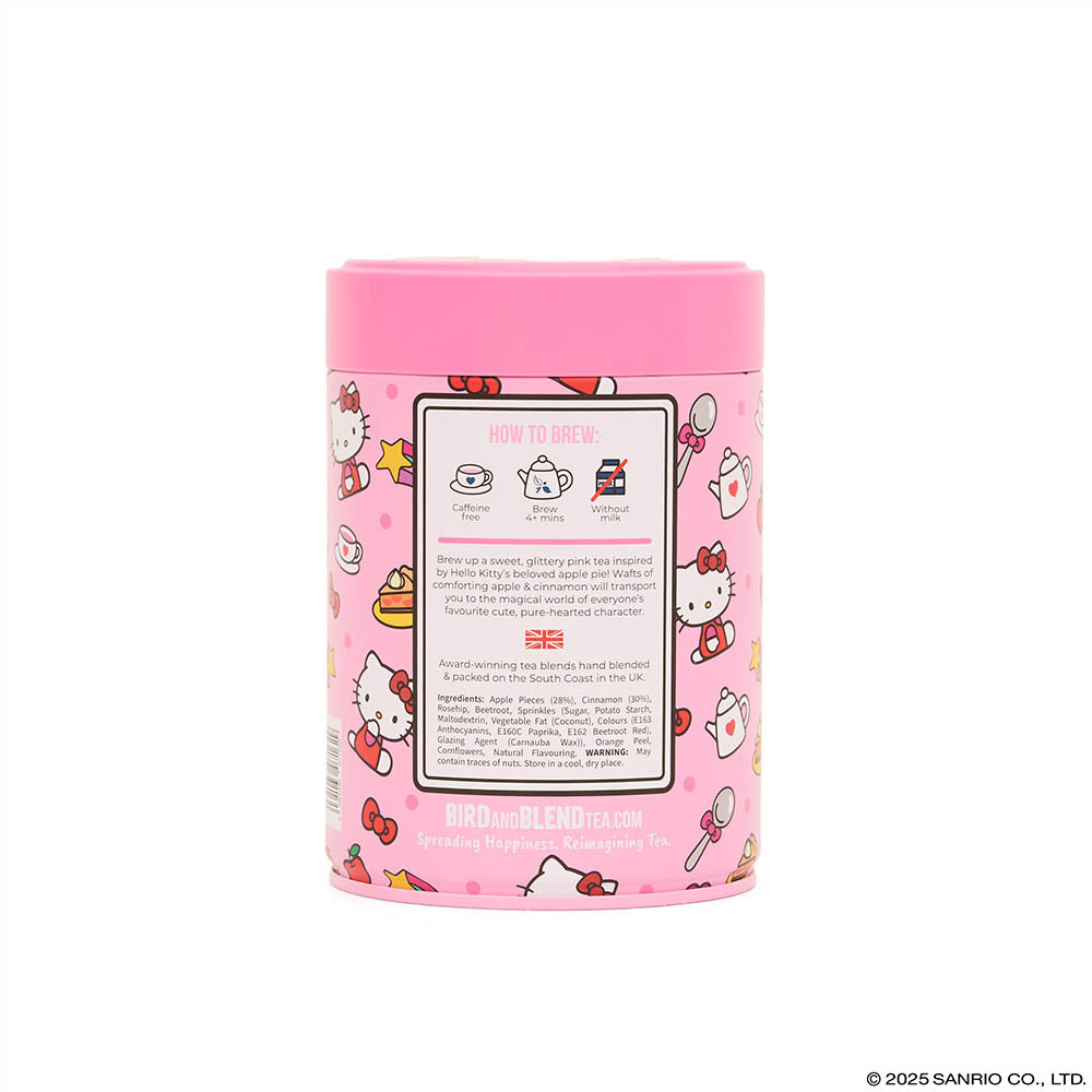 hello kitty pink apple pie tea back of tea caddy instructions