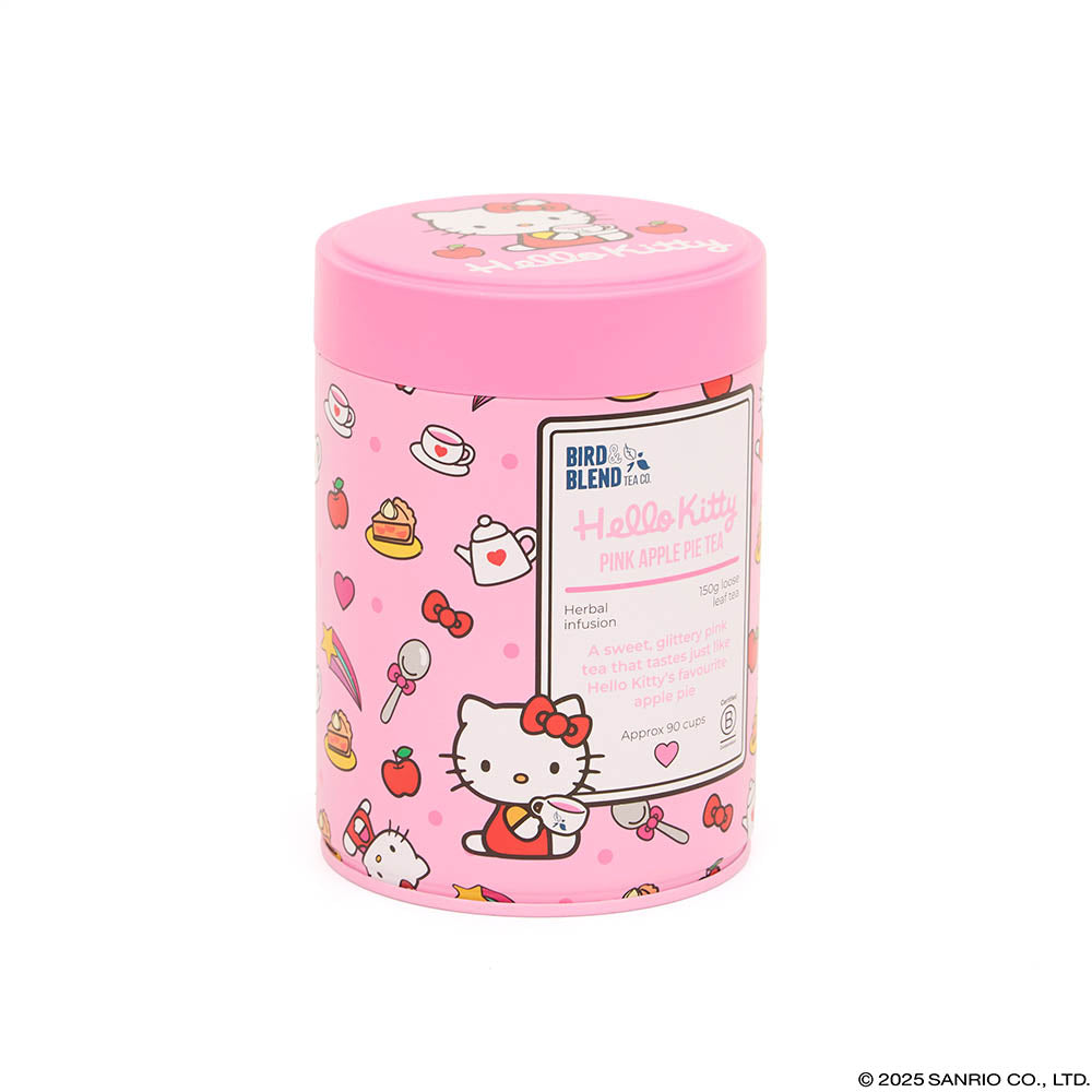 hello kitty pink apple pie tea caddy side of packaging