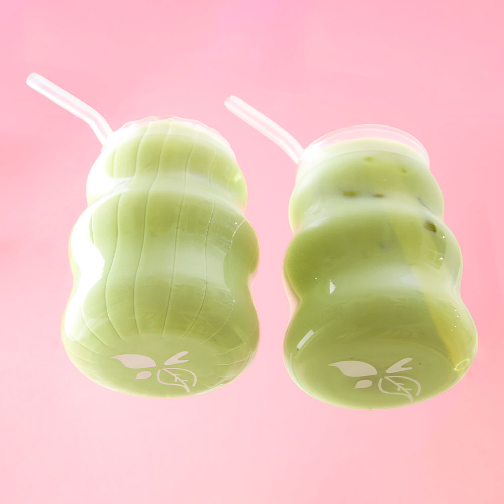 iced drinks glasses set with bird and blend logo