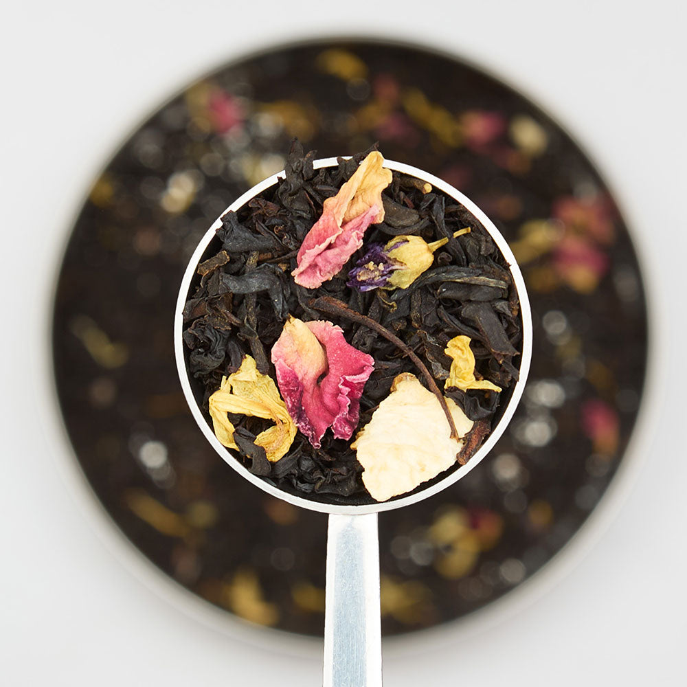 island sunrise loose leaf tea in a spoon