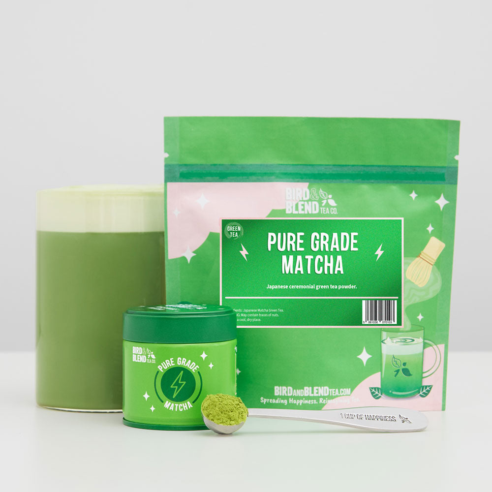 pure grade matcha pouch with tin