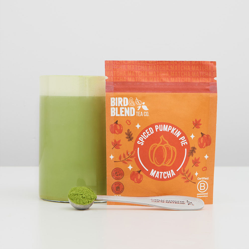 spiced pumpkin pie matcha pouch hot matcha