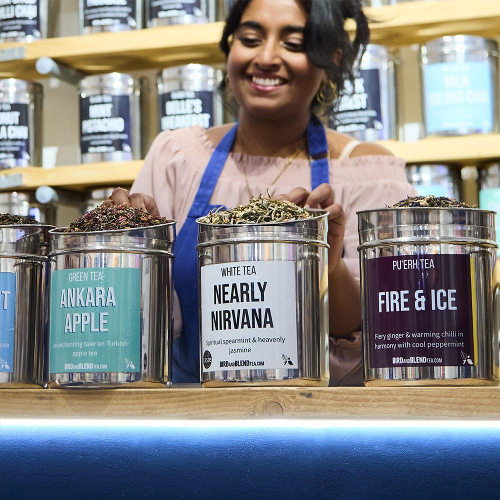 tea blending workshop choosing tea display