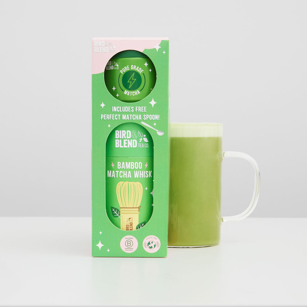 matcha starter kit with hot matcha