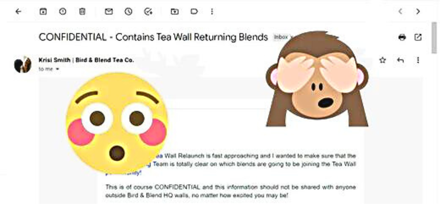 Tea Wall Leaked Email | Bird & Blend Tea Co.