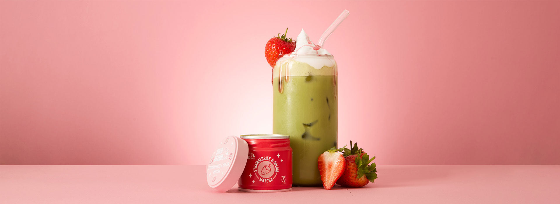 strawberries & cream matcha latte recipe