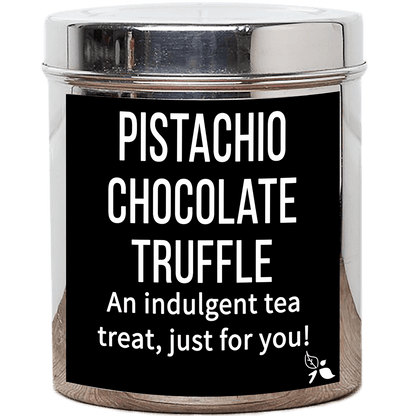 pistachio chocolate truffle tea custom tin