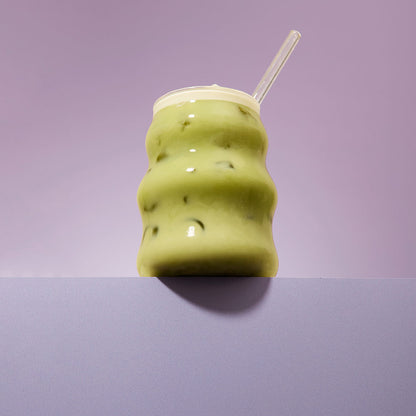 Iced mango sorbet matcha tea latte
