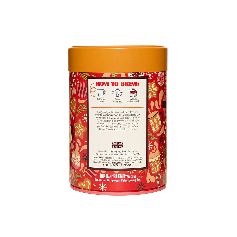 back of gingerbread chai tea gift tin