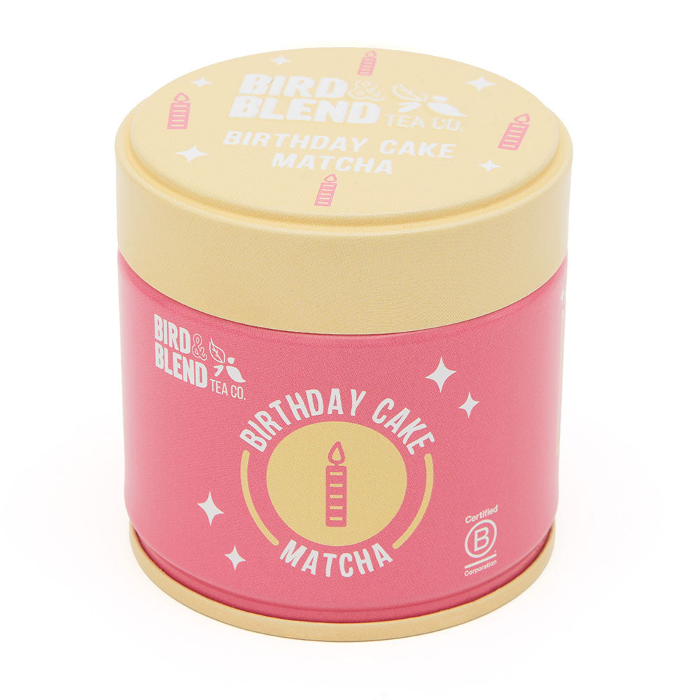 birthday cake matcha tin zoomed