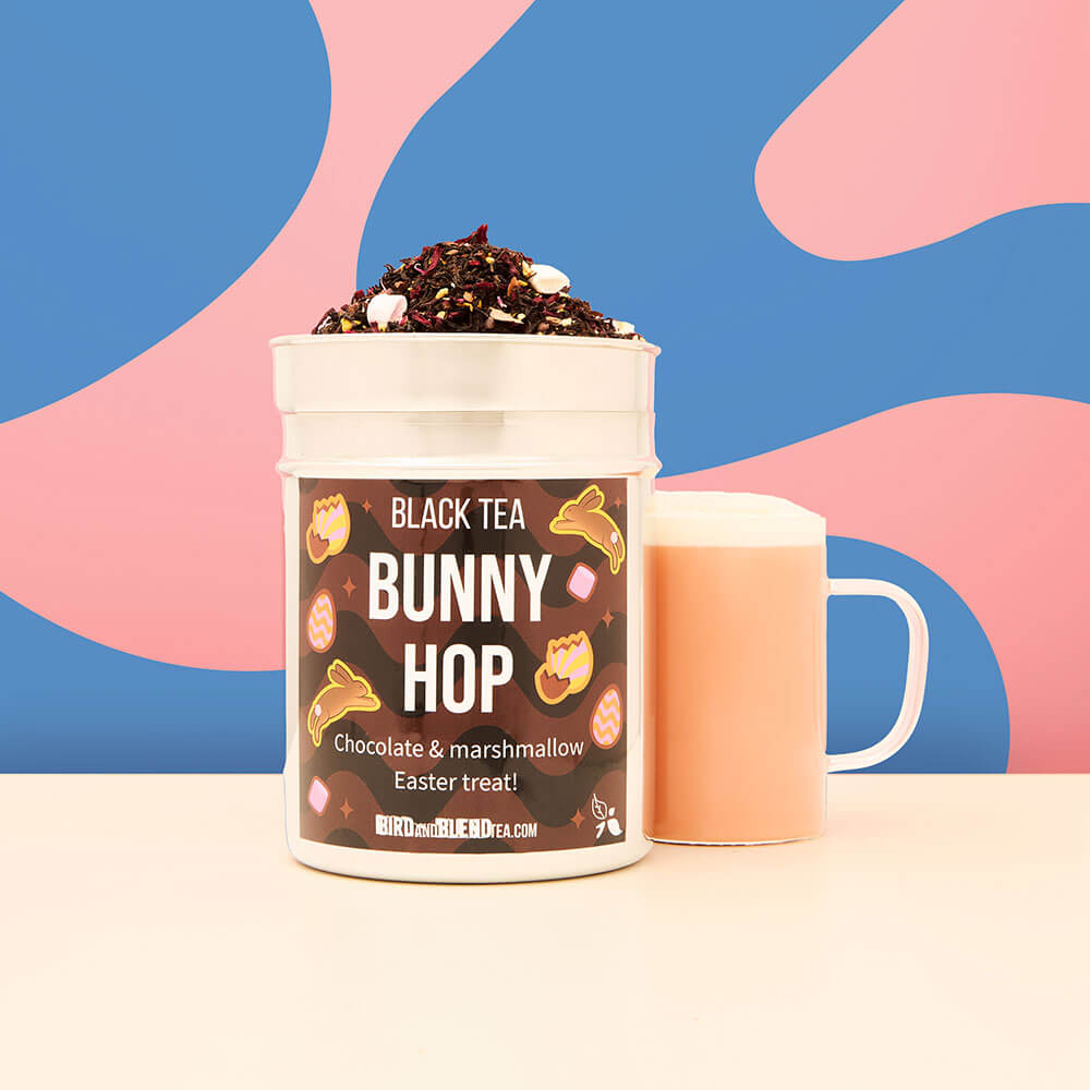 bunny hop loose leaf tea tin pink latte