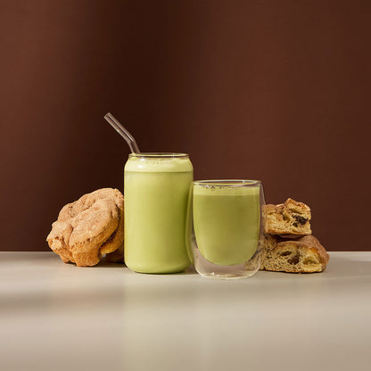 cinnamon bun matcha flavour focus &amp; matcha latte