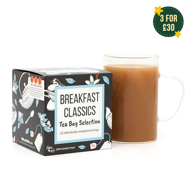 breakfast classic tea cube with hot tea