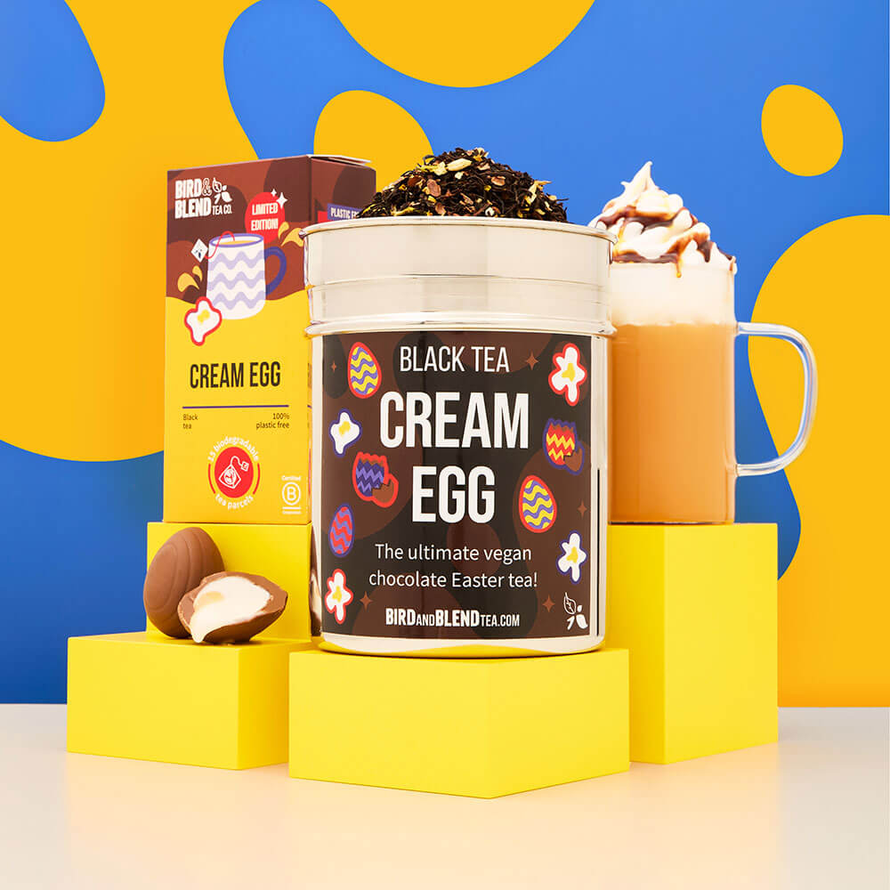 cream egg loose leaf and tea bags