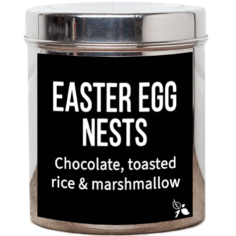 easter egg nests tea tin