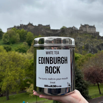 edinburgh rock tea tin in edinburgh