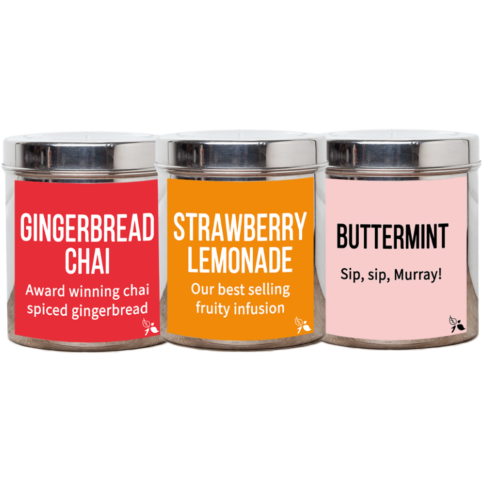 gingerbread chai and strawberry lemonade tea and buttermint tea