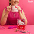 Hello Kitty pink apple pie matcha pouch with spoon and mug enjoying
