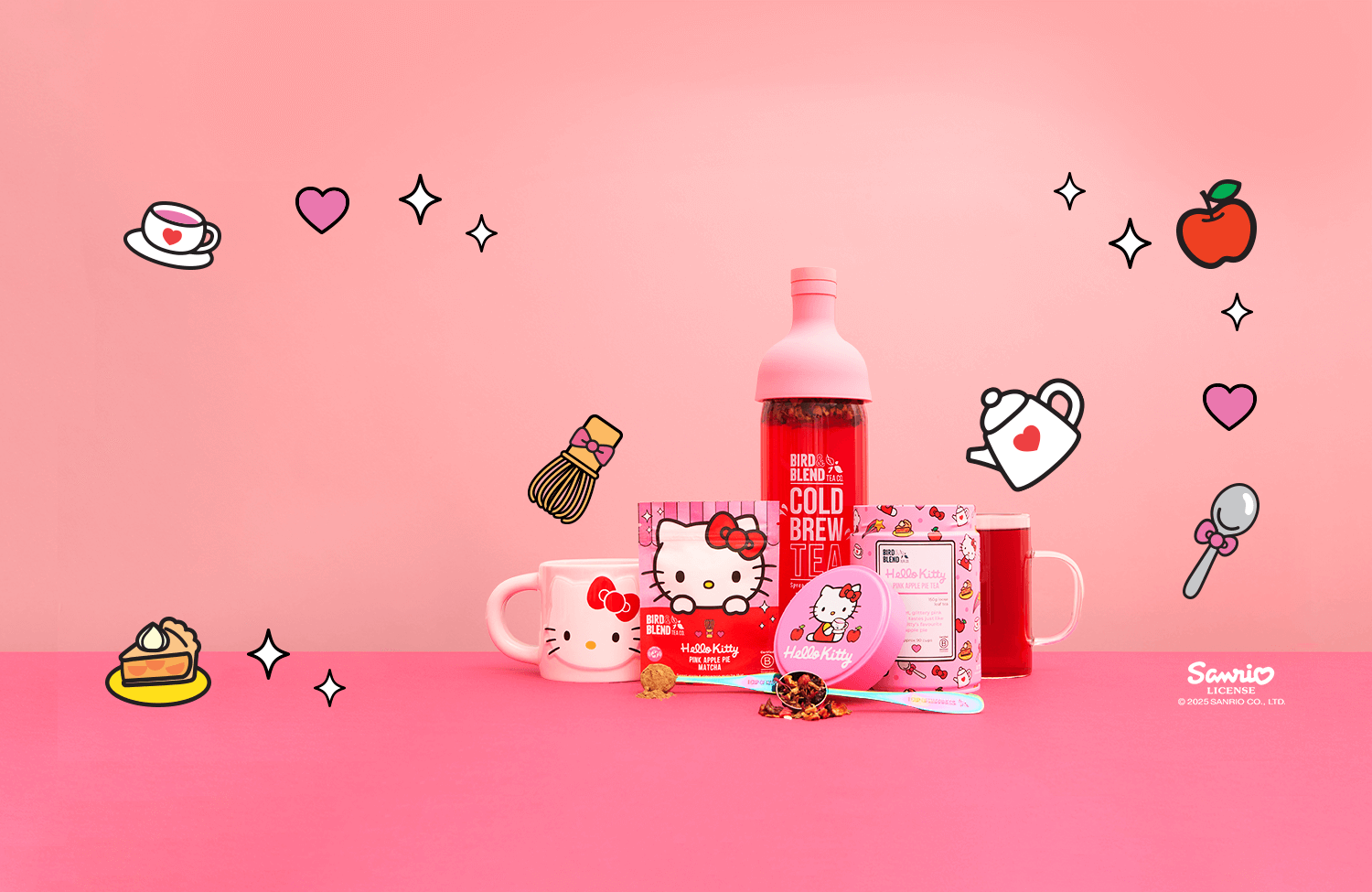 hello kitty tea and matcha apple pie