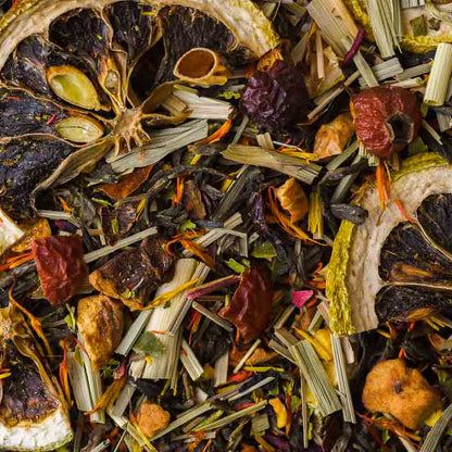 hot mama jama tea flat lay