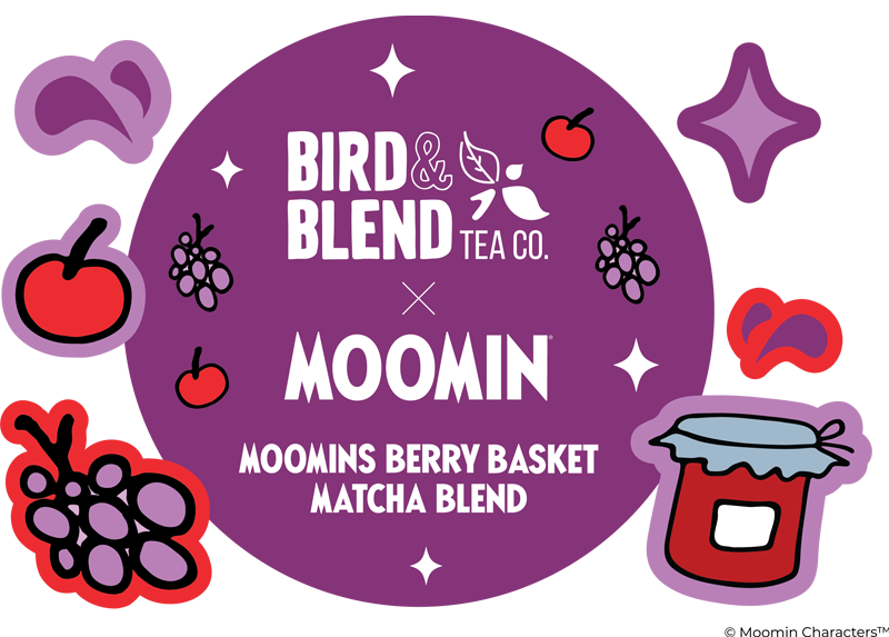 moomins berry basket matcha blend digital logo purple