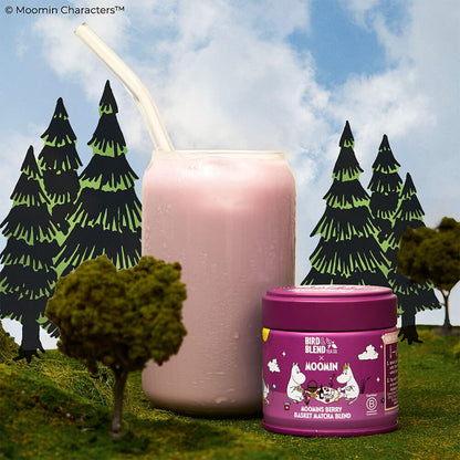 moomins berry basket matcha blend tin &amp; iced matcha latte
