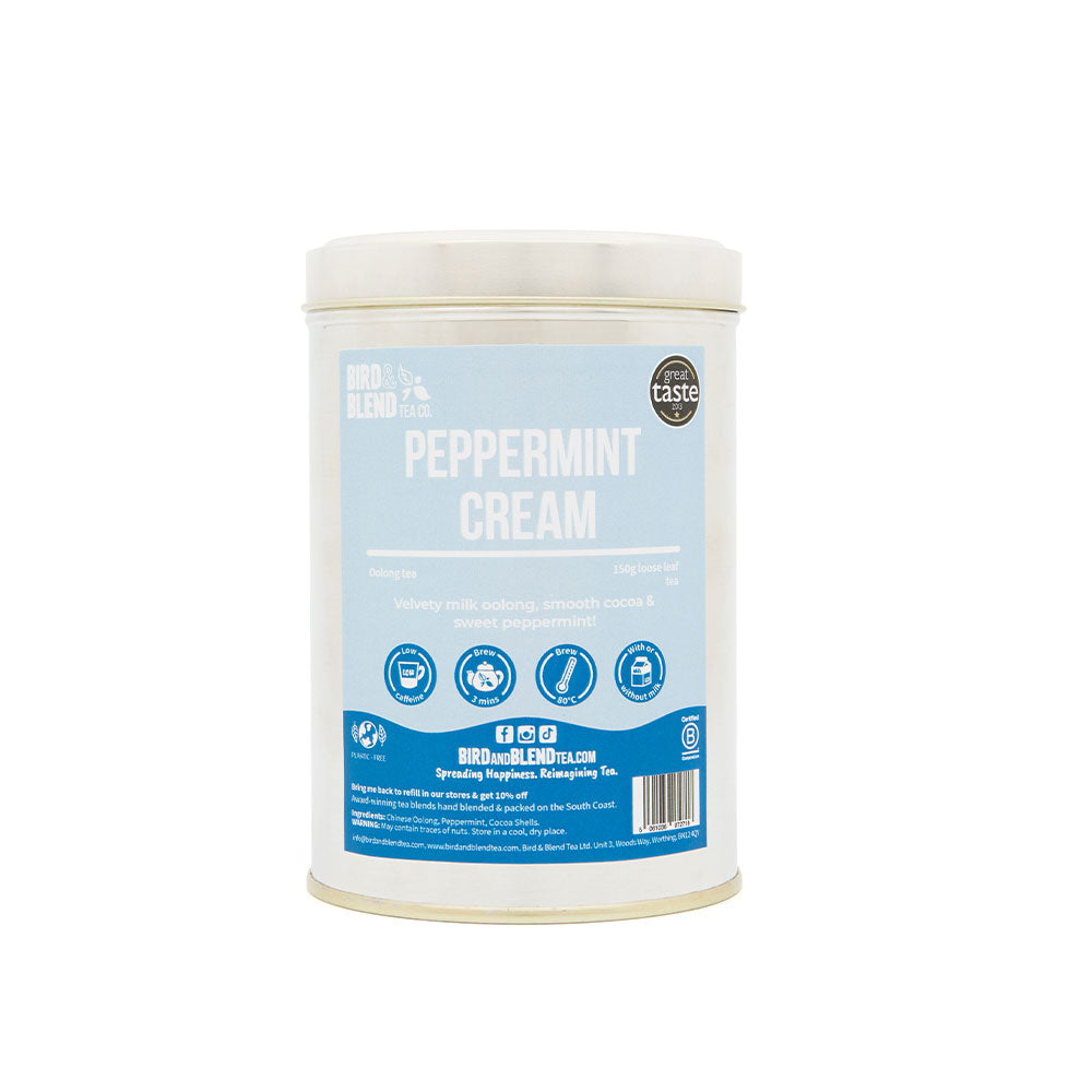 peppermint cream silver tea tin 150g
