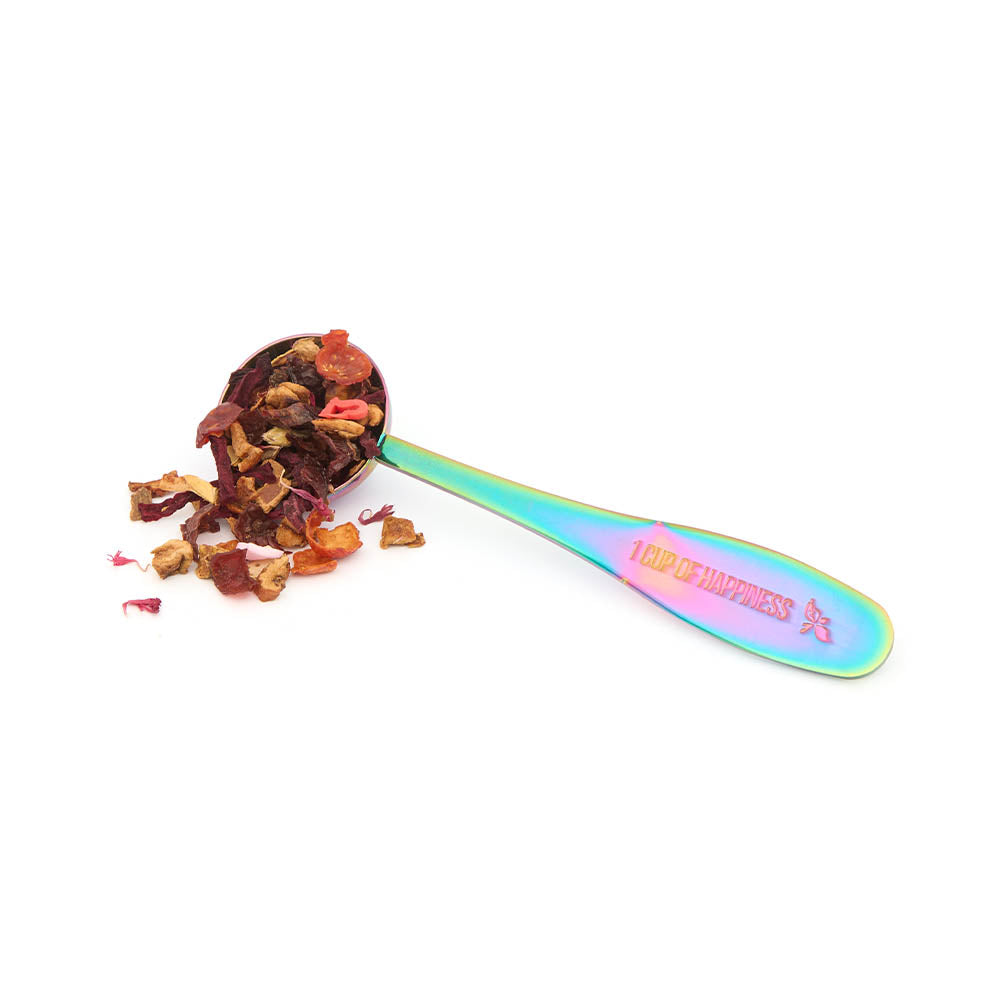 perfect rainbow tea spoon filled with tea