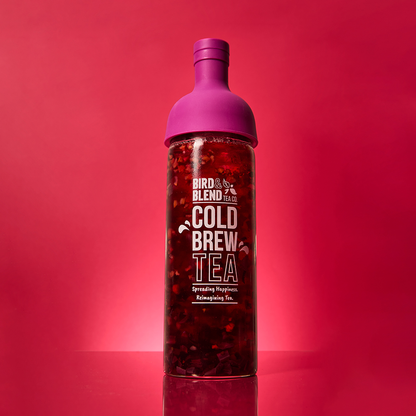 plum purple cold brew tea bottle &amp; tea