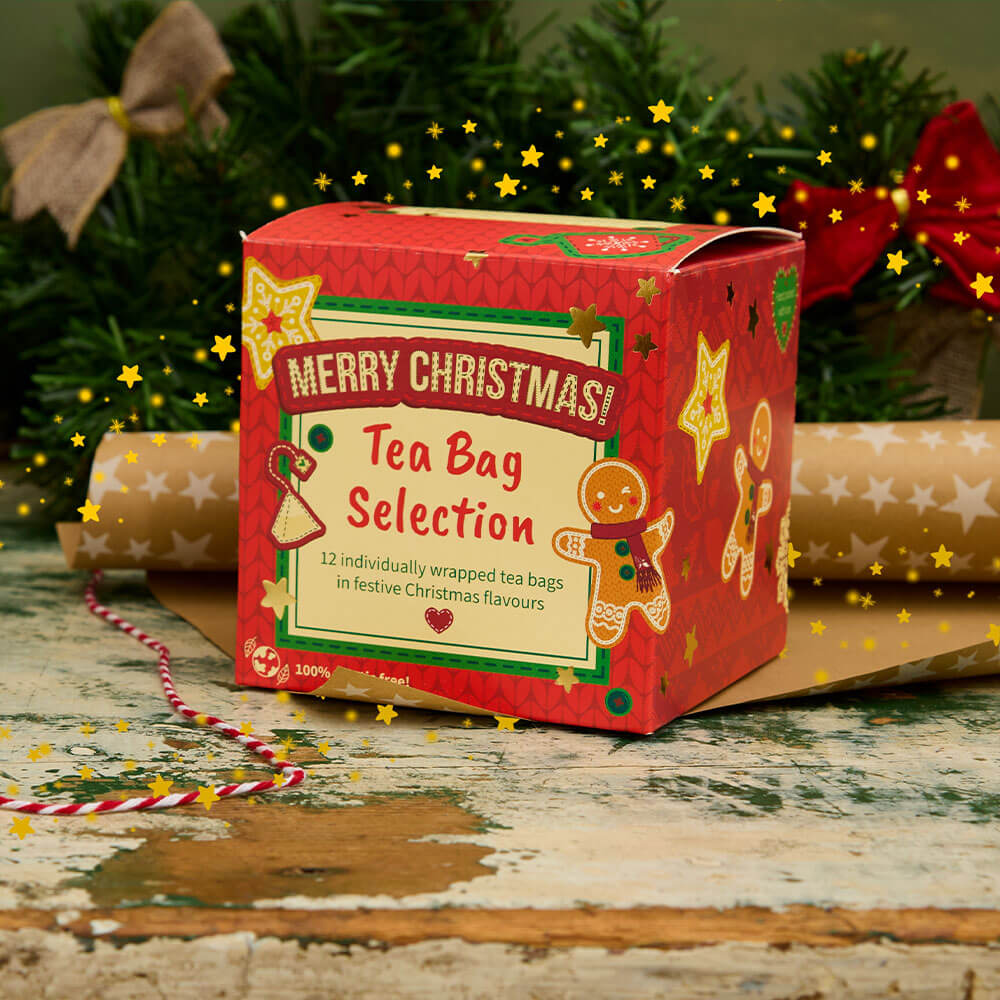 red christmas tea cube by holly