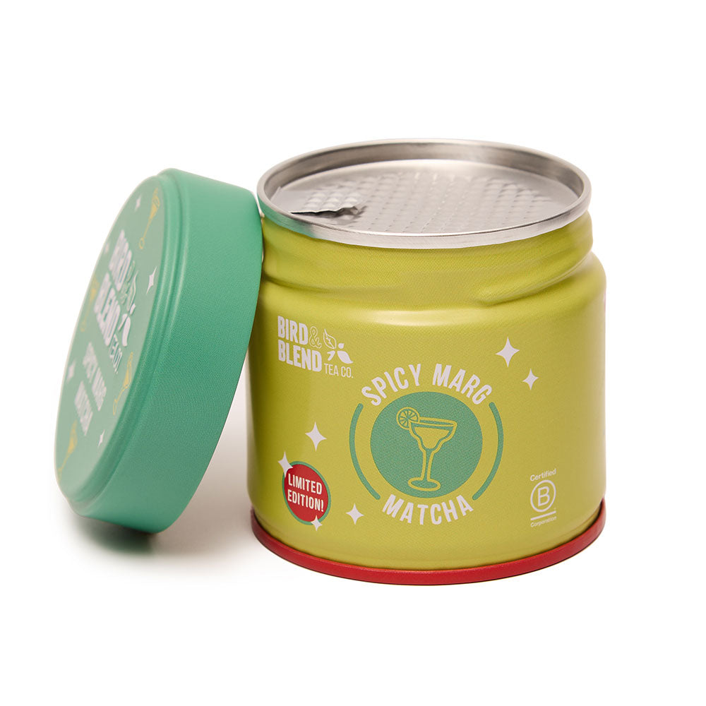 spicy margarita matcha tin open