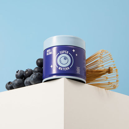 super matcha tea tin &amp; blueberry &amp; traditional bamboo whisk