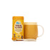 turmeric tea powder tin  spoon & hot tea latte