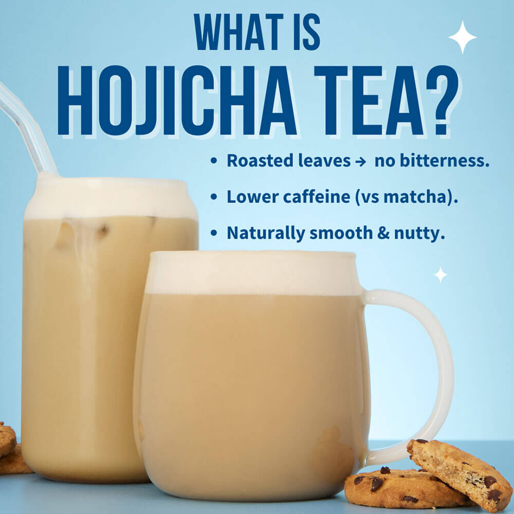 what is hojicha tea with iced &amp; hot cookie hojicha tea latte in cup &amp; mug