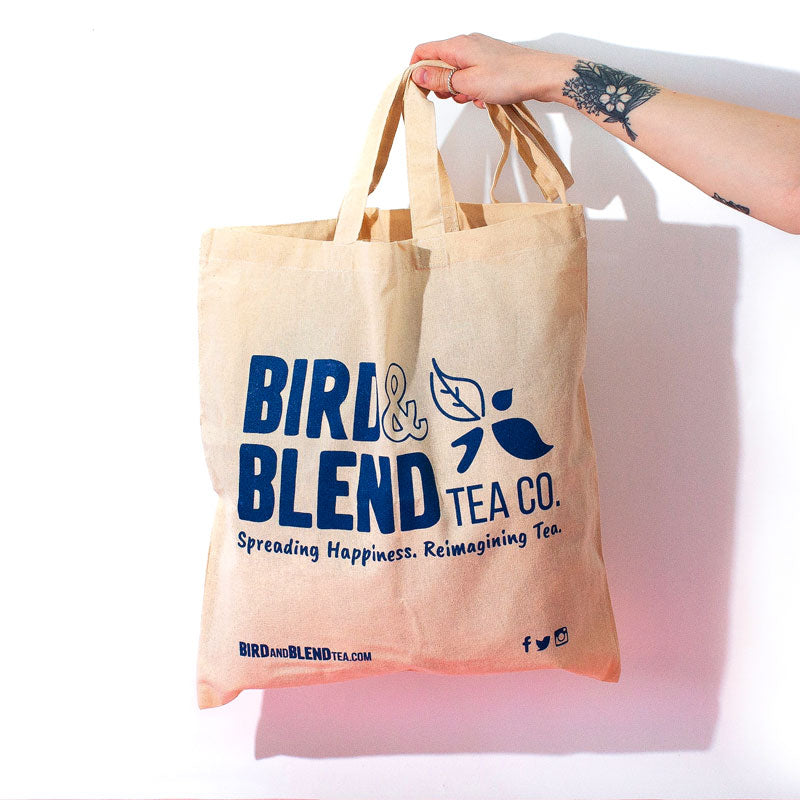 bird &amp; blend tea co. canvas eco tote bag