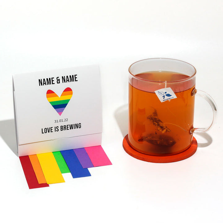 wedding place holder cards love is brewing rainbow design
