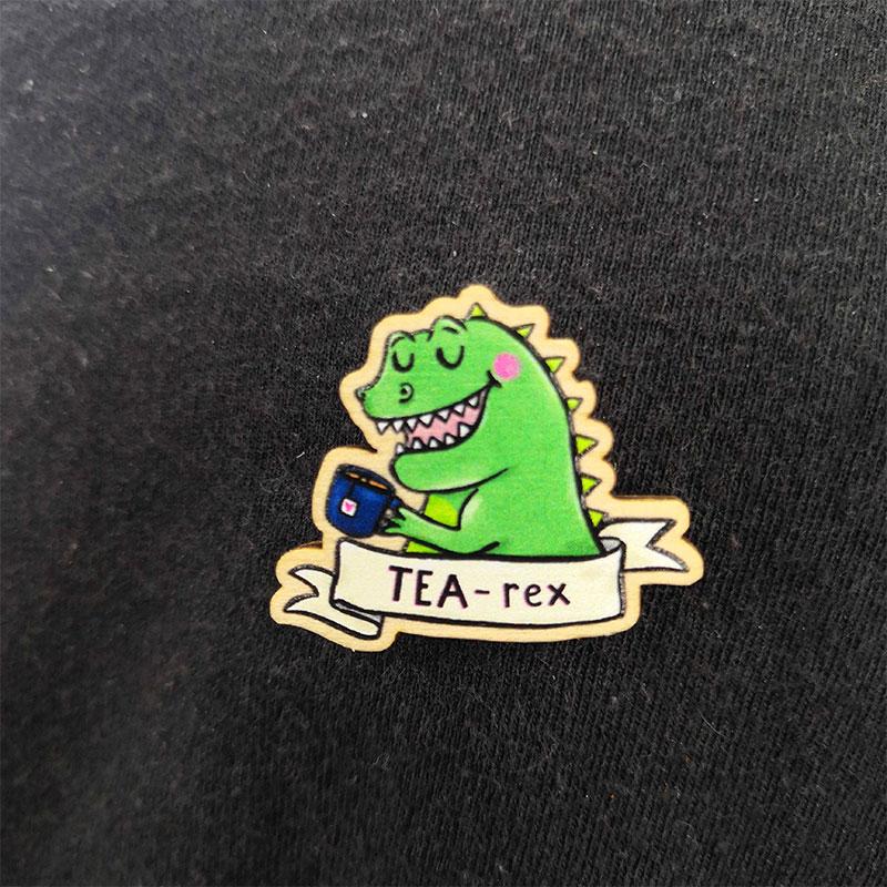 tea rex pin badge